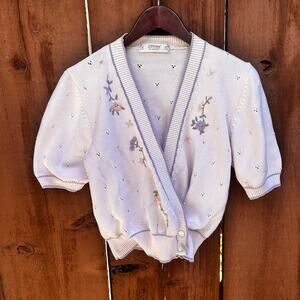 Vintage St. Michael Floral Embroidered Crossover Cardigan Size Womens Medium